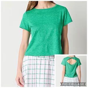 Xersion Womens Mesh Crew Neck Twist Back Short Sleeve T-Shirt Size XXL